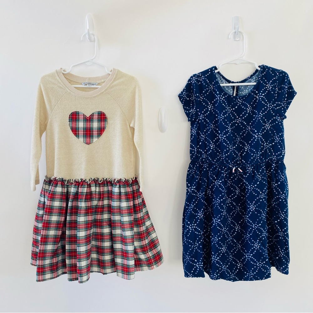 EUC Set of TWO Dresses Kids Pippa & Julie Cream Dress & Blue Sundress Size 6